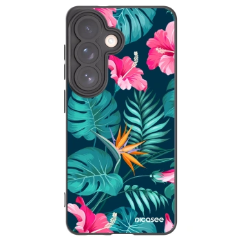 Picasee silikonowe czarne etui na Samsung Galaxy S26 - Pink Monstera