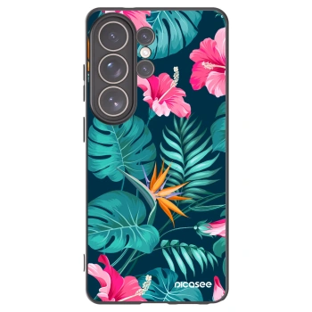 Picasee silikonowe czarne etui na Samsung Galaxy S26 Ultra - Pink Monstera