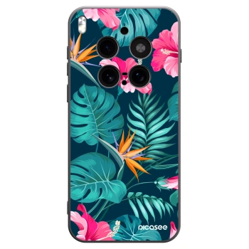 Picasee silikonowe czarne etui na Vivo X300 Pro - Pink Monstera