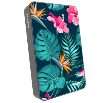 Picasee Powerbank z MagSafe 10 000 mAh Szary - Pink Monstera