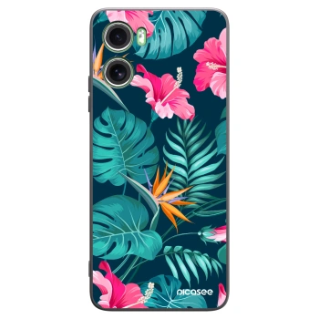 Picasee silikonowe czarne etui na Motorola Moto G06 - Pink Monstera