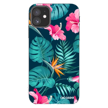 Picasee silikonowe przeźroczyste etui na Apple iPhone 11 - Pink Monstera
