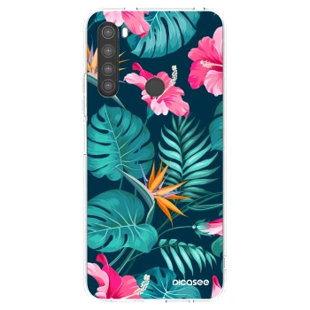 Picasee silikonowe przeźroczyste etui na Xiaomi Redmi Note 8 - Pink Monstera