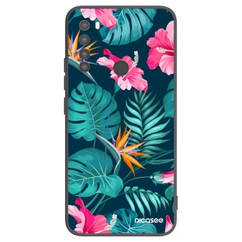 Picasee silikonowe czarne etui na Xiaomi Redmi Note 8 - Pink Monstera