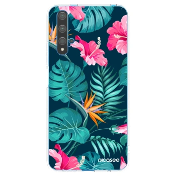 Picasee silikonowe przeźroczyste etui na Huawei Nova 5T - Pink Monstera