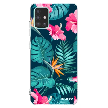 Picasee silikonowe przeźroczyste etui na Samsung Galaxy A51 A515F - Pink Monstera