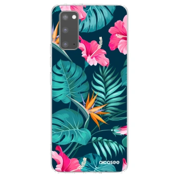 Picasee silikonowe przeźroczyste etui na Samsung Galaxy S20 G980F - Pink Monstera