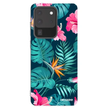 Picasee silikonowe przeźroczyste etui na Samsung Galaxy S20 Ultra 5G G988F - Pink Monstera