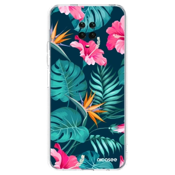 Picasee silikonowe przeźroczyste etui na Xiaomi Redmi Note 9 Pro - Pink Monstera