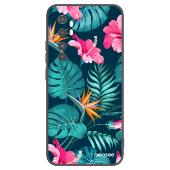 Picasee silikonowe czarne etui na Xiaomi Mi Note 10 Lite - Pink Monstera