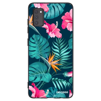 Picasee silikonowe czarne etui na Samsung Galaxy A41 A415F - Pink Monstera