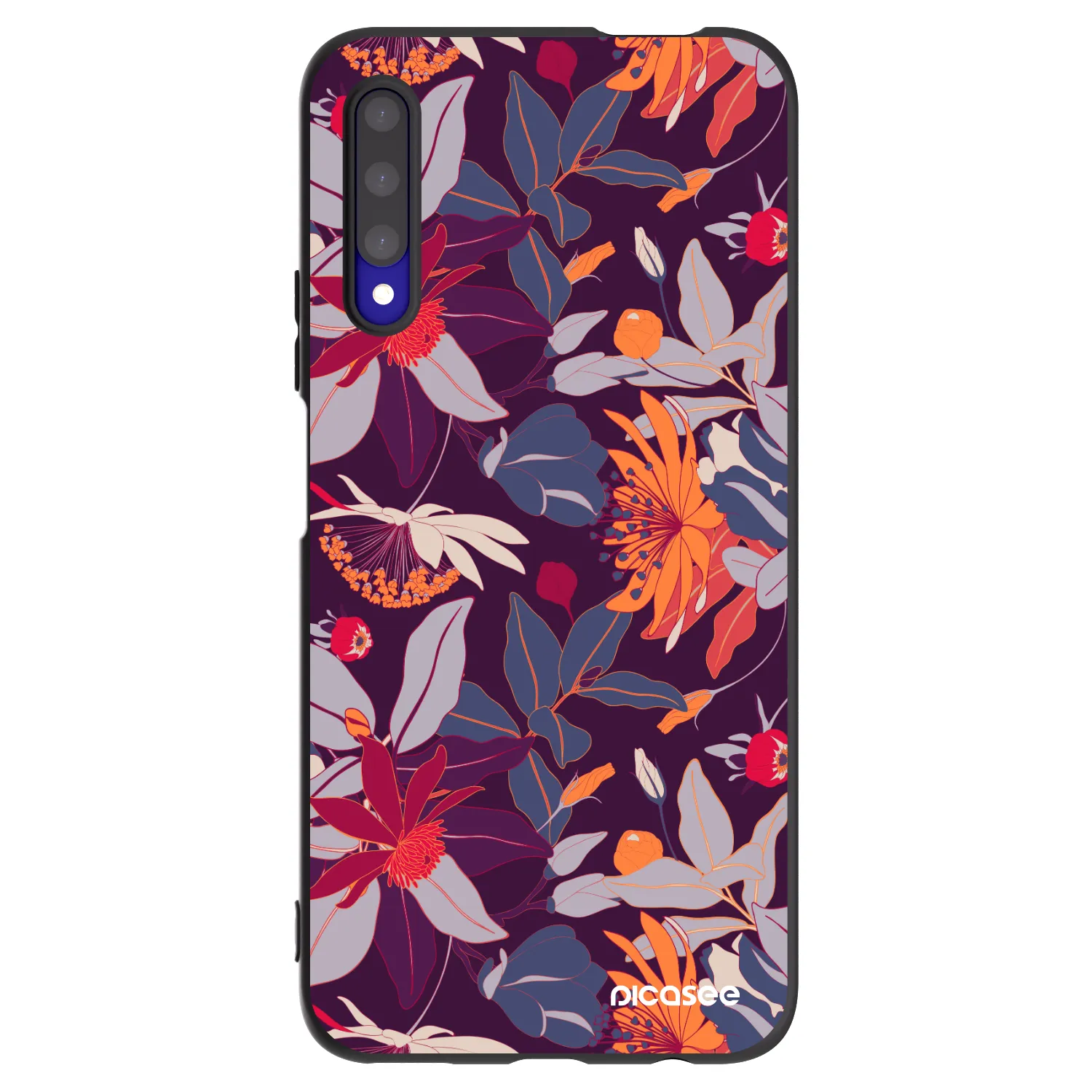 Picasee silikonowe czarne etui na Honor 9X Pro - Purple Leaf