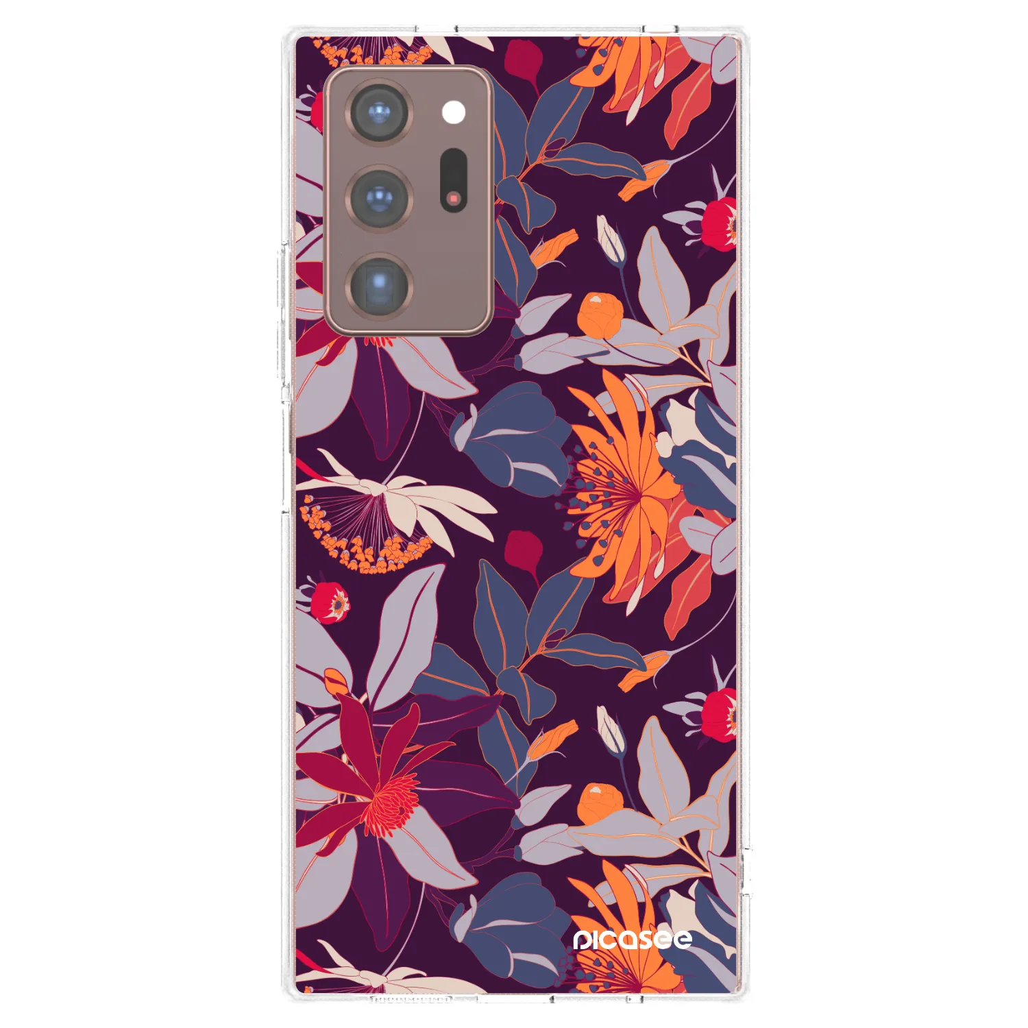 Picasee silikonowe przeźroczyste etui na Samsung Galaxy Note 20 Ultra - Purple Leaf