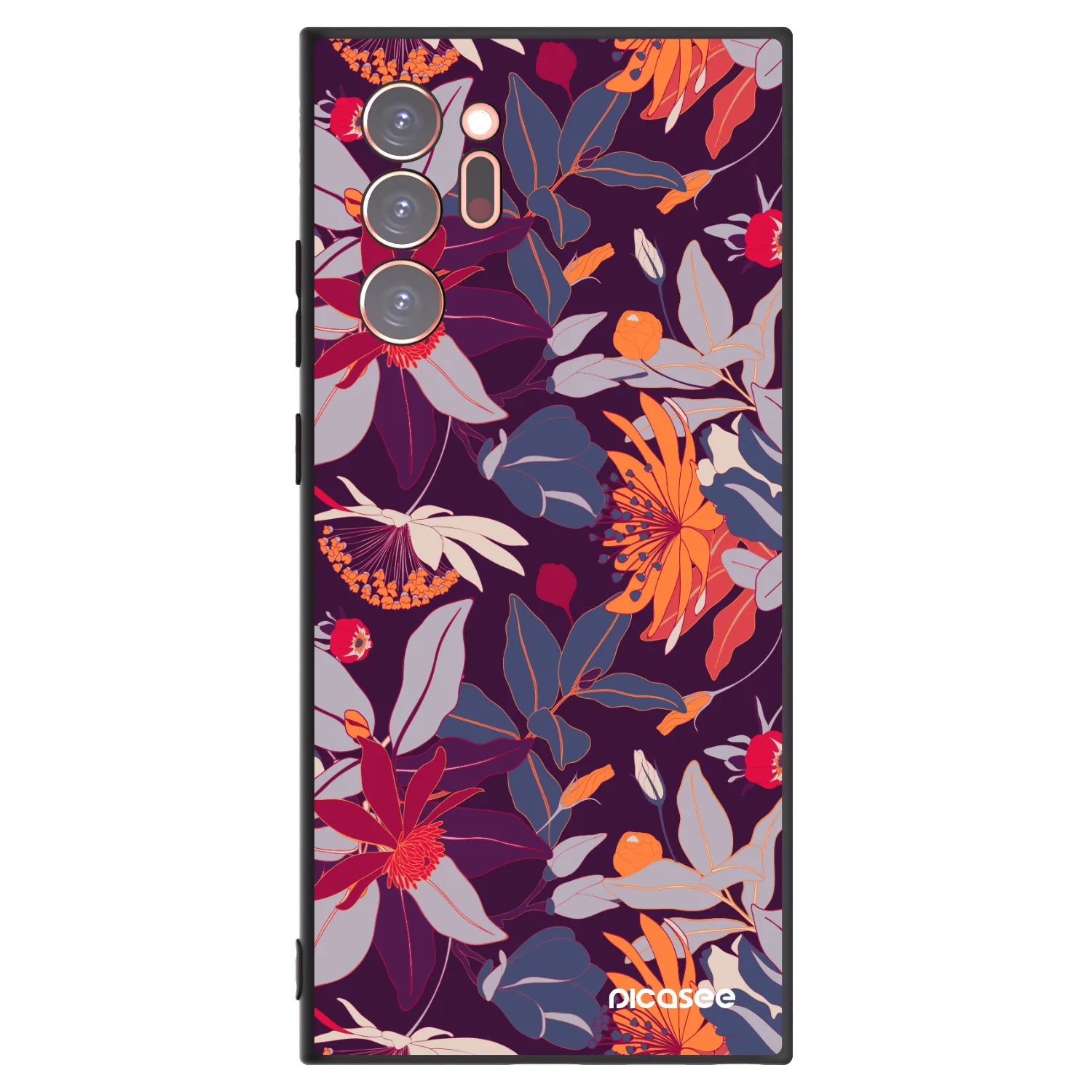 Picasee silikonowe czarne etui na Samsung Galaxy Note 20 Ultra - Purple Leaf