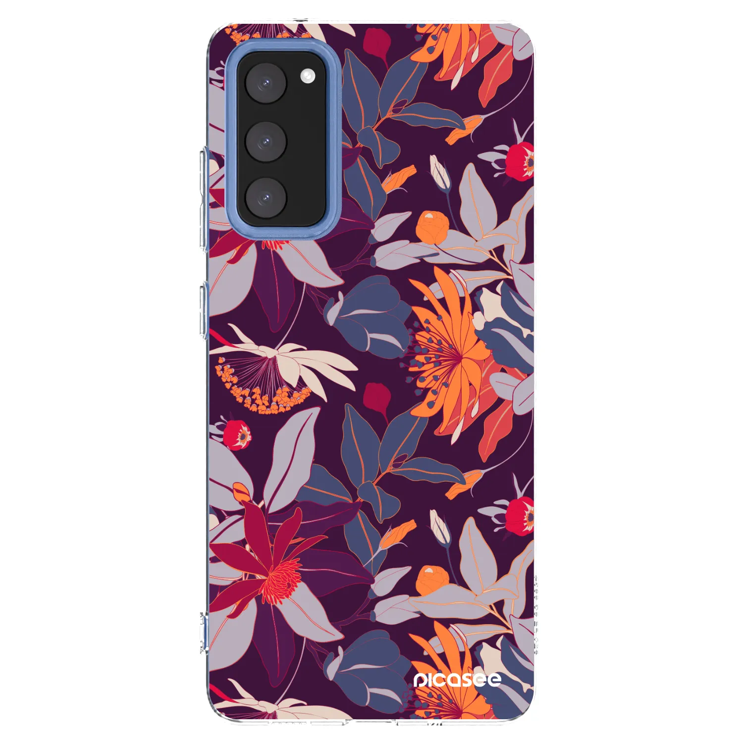 Picasee silikonowe przeźroczyste etui na Samsung Galaxy S20 FE - Purple Leaf