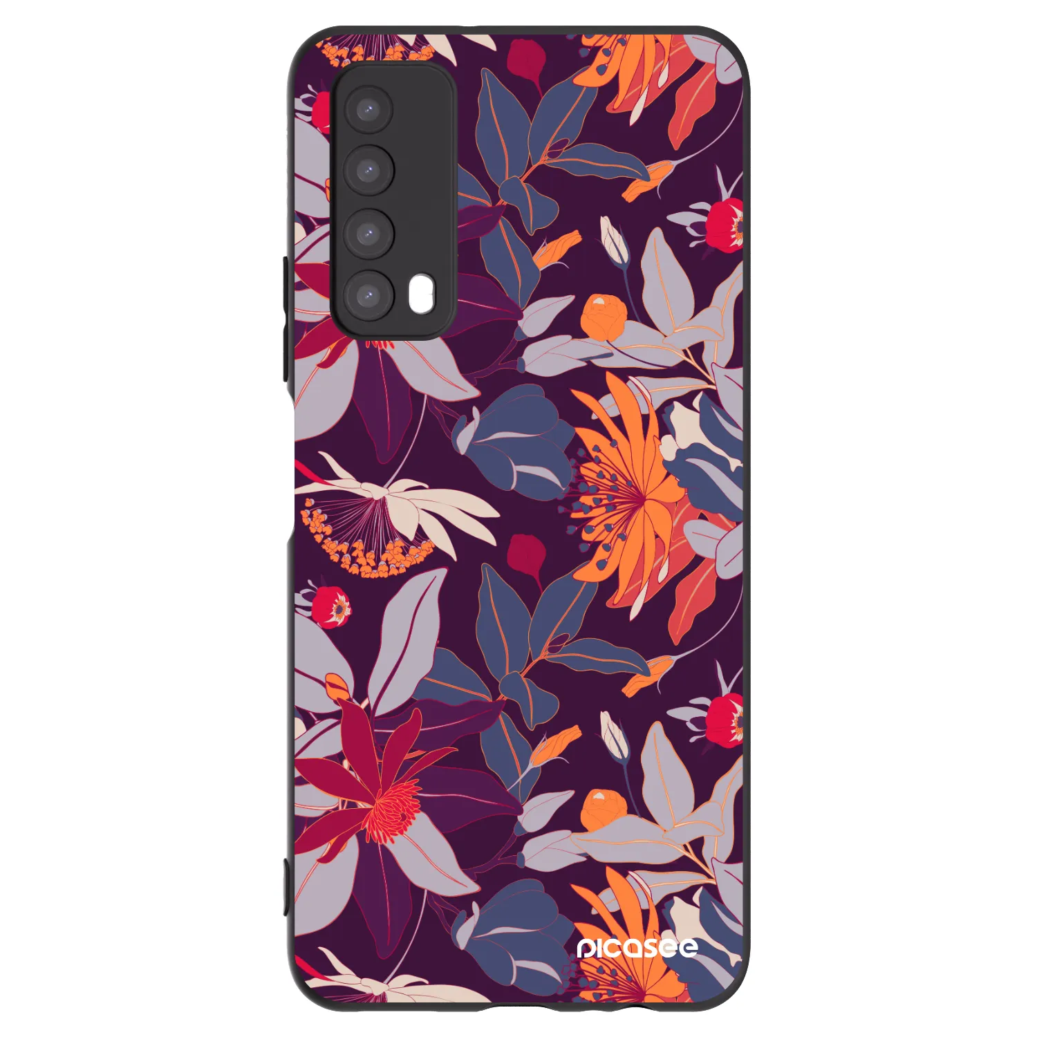 Picasee silikonowe czarne etui na Huawei P Smart 2021 - Purple Leaf