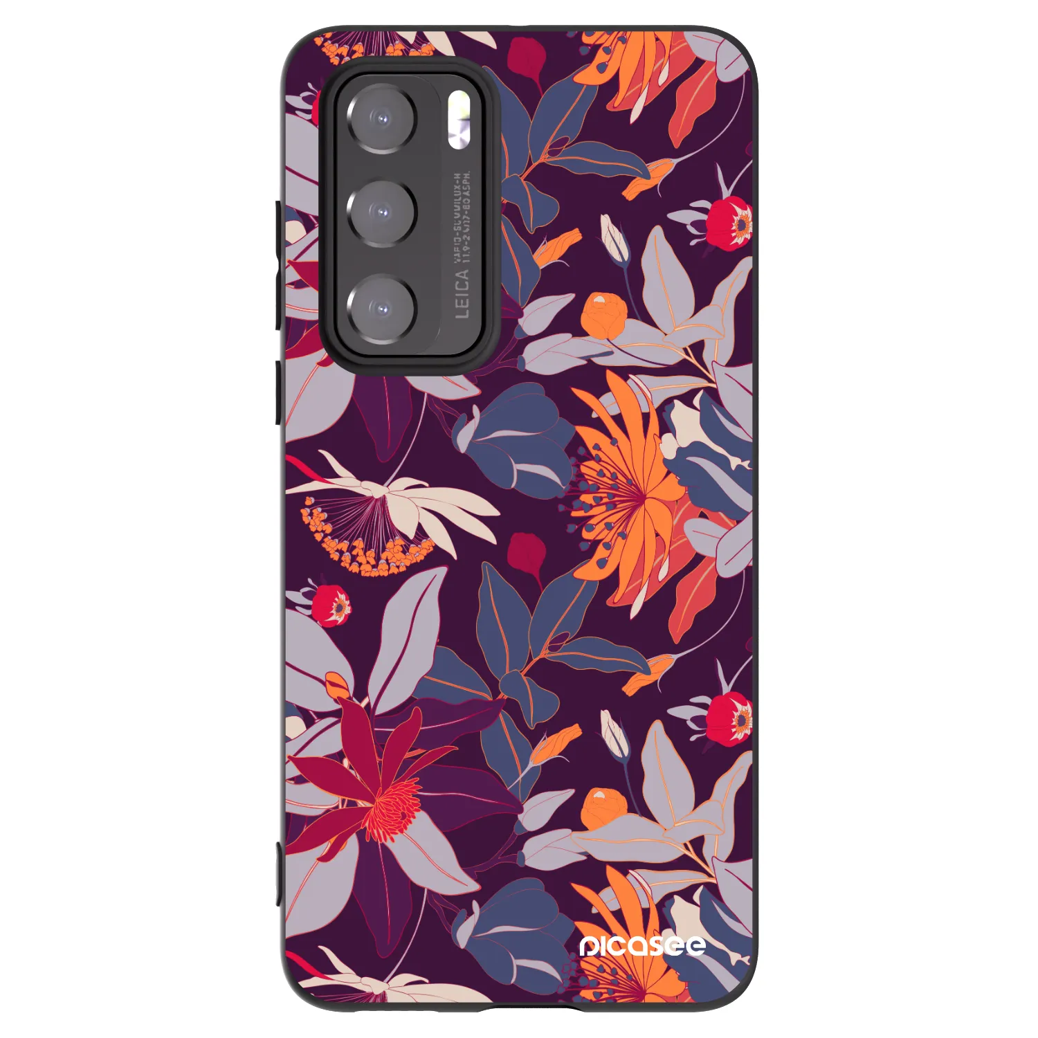 Picasee silikonowe czarne etui na Huawei P40 - Purple Leaf