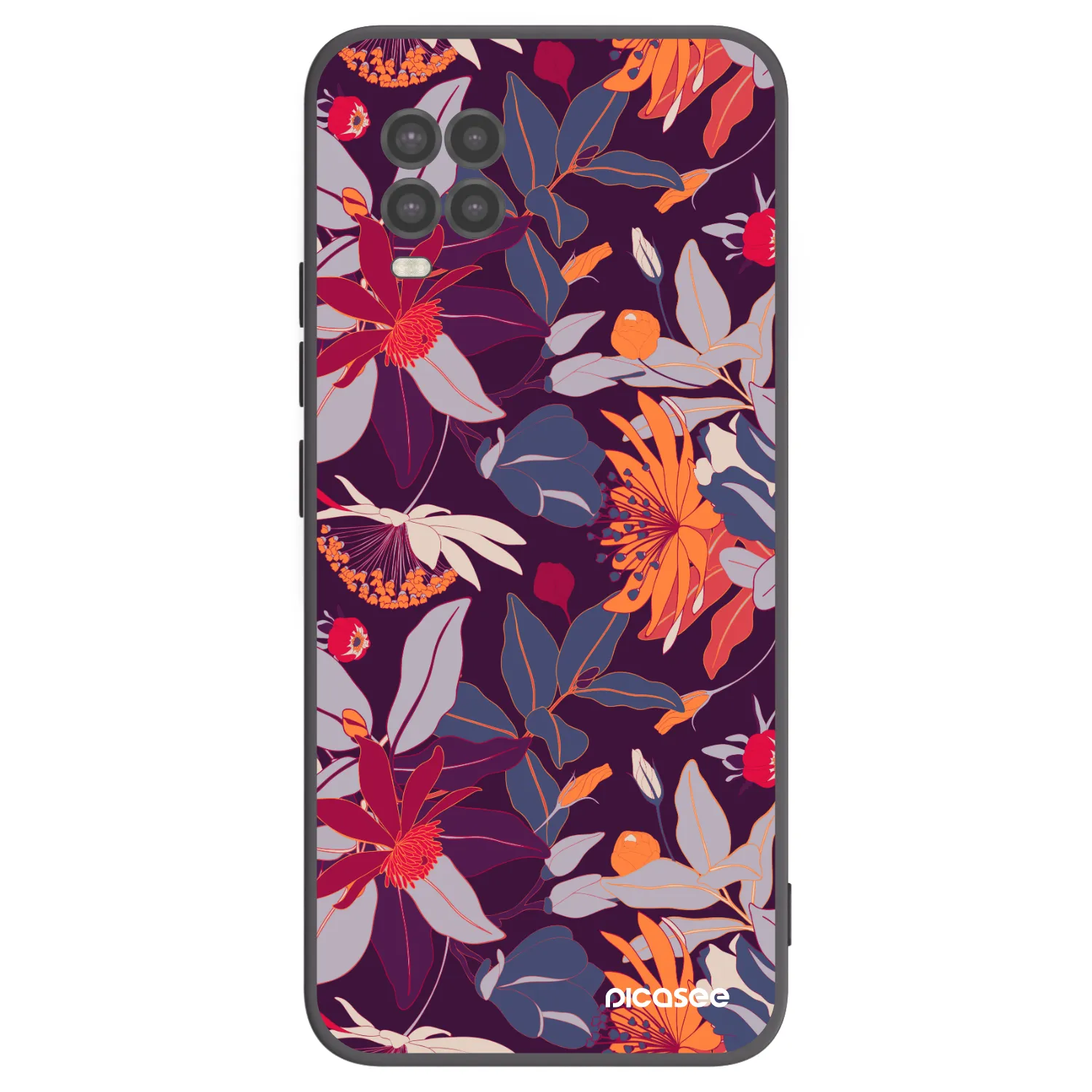 Picasee silikonowe czarne etui na Xiaomi Mi 10 Lite - Purple Leaf
