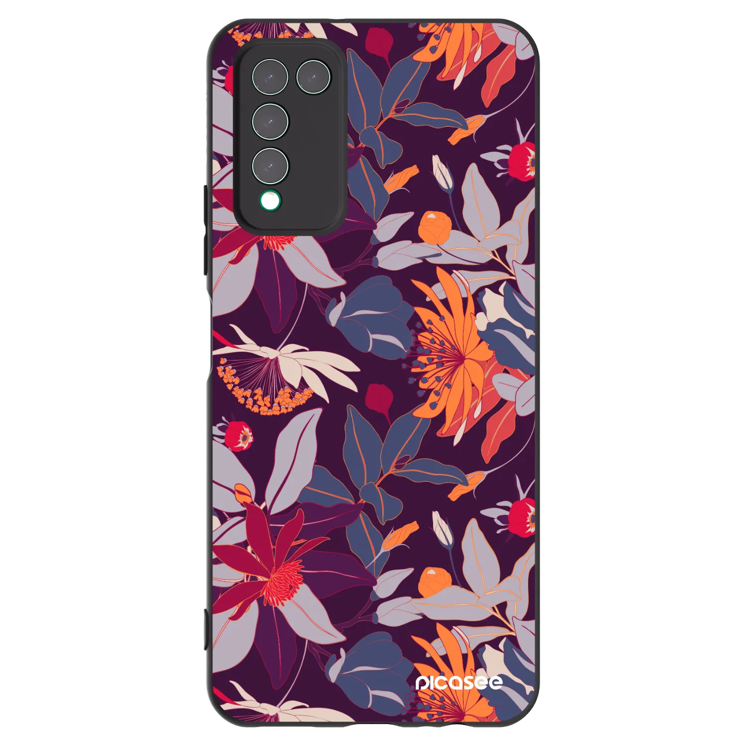 Picasee silikonowe czarne etui na Honor 10X Lite - Purple Leaf