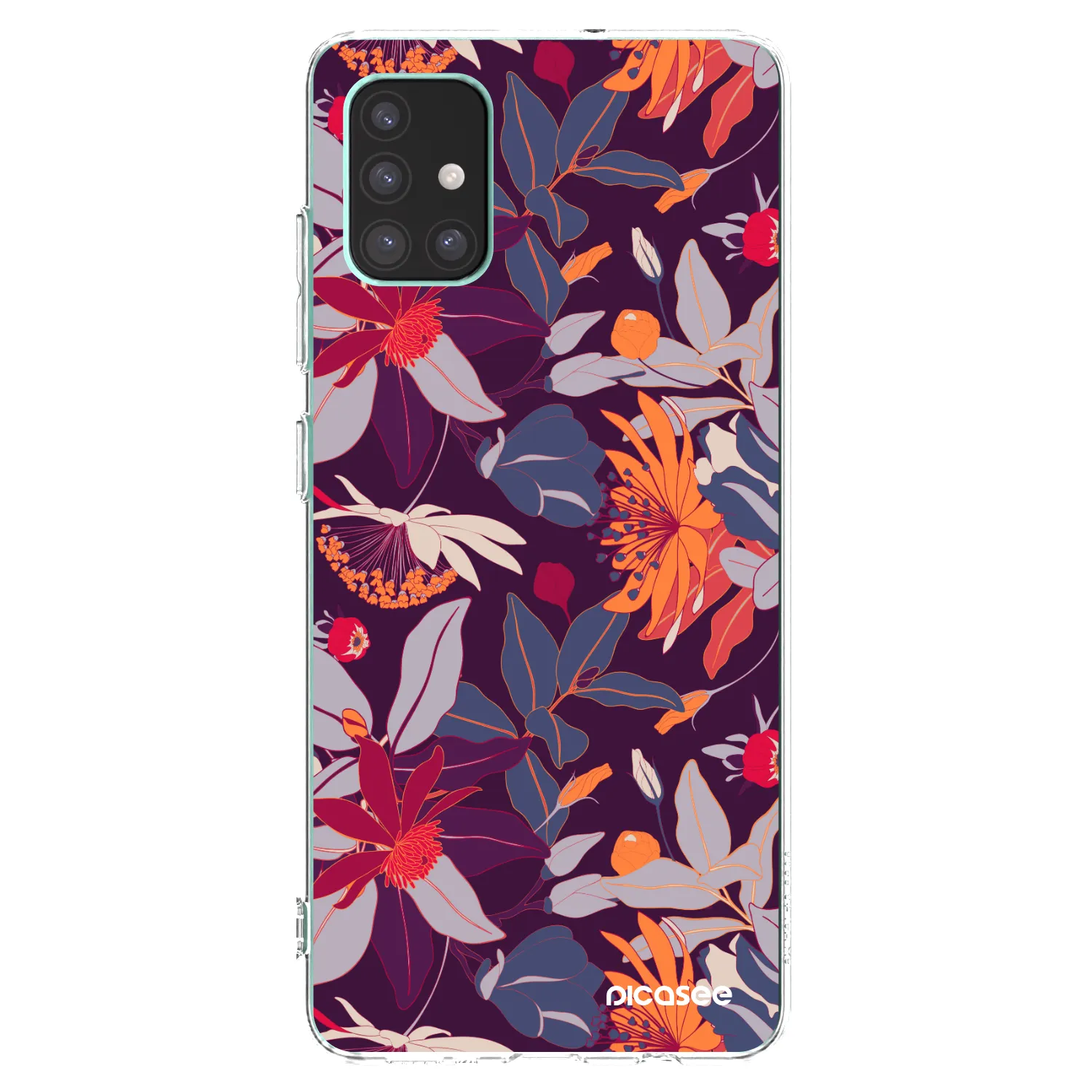 Picasee silikonowe przeźroczyste etui na Samsung Galaxy M51 M515F - Purple Leaf