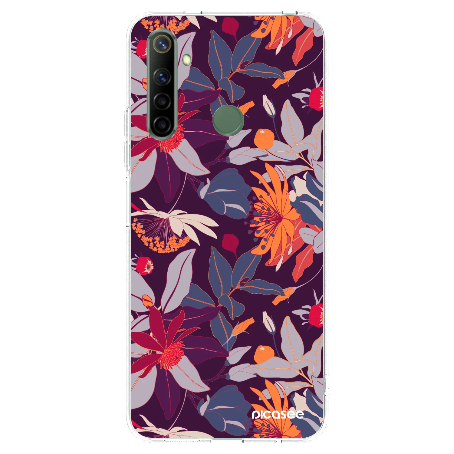 Picasee silikonowe przeźroczyste etui na Realme 6i - Purple Leaf