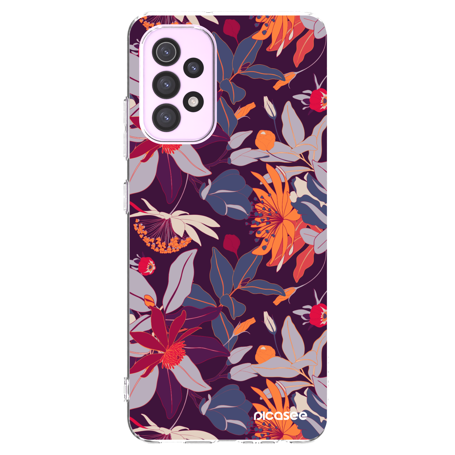 Picasee silikonowe przeźroczyste etui na Samsung Galaxy A32 5G A326B - Purple Leaf