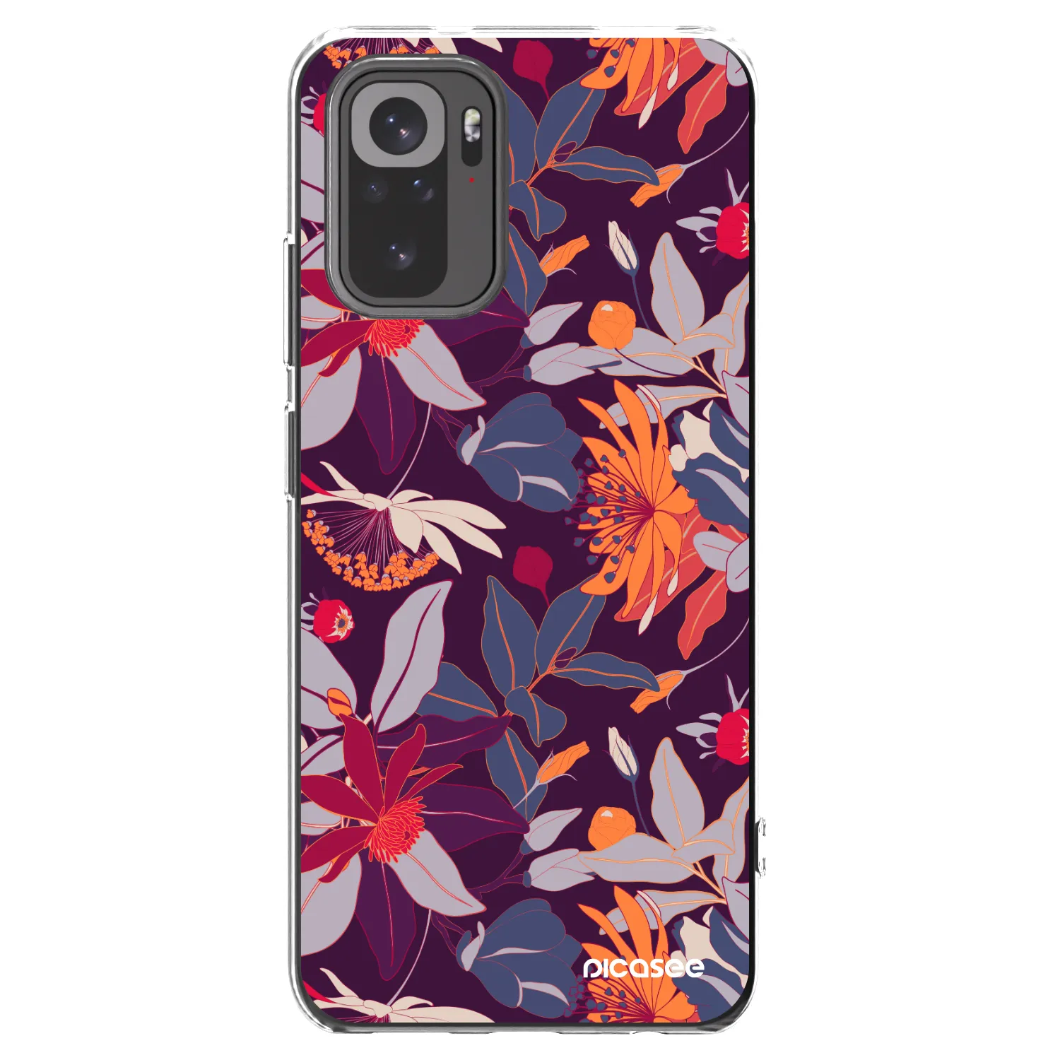 Picasee silikonowe przeźroczyste etui na Xiaomi Redmi Note 10S - Purple Leaf