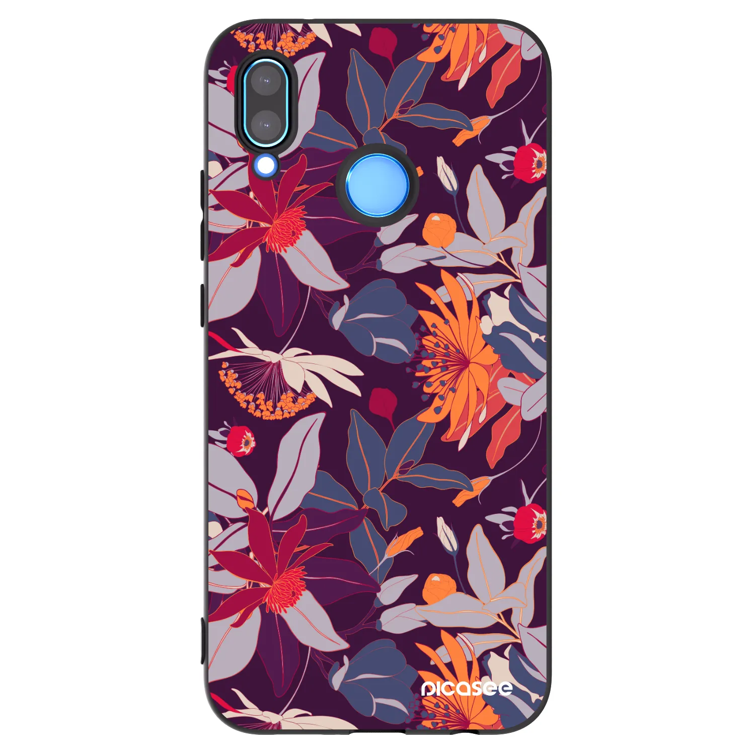 Picasee silikonowe czarne etui na Huawei P20 Lite - Purple Leaf