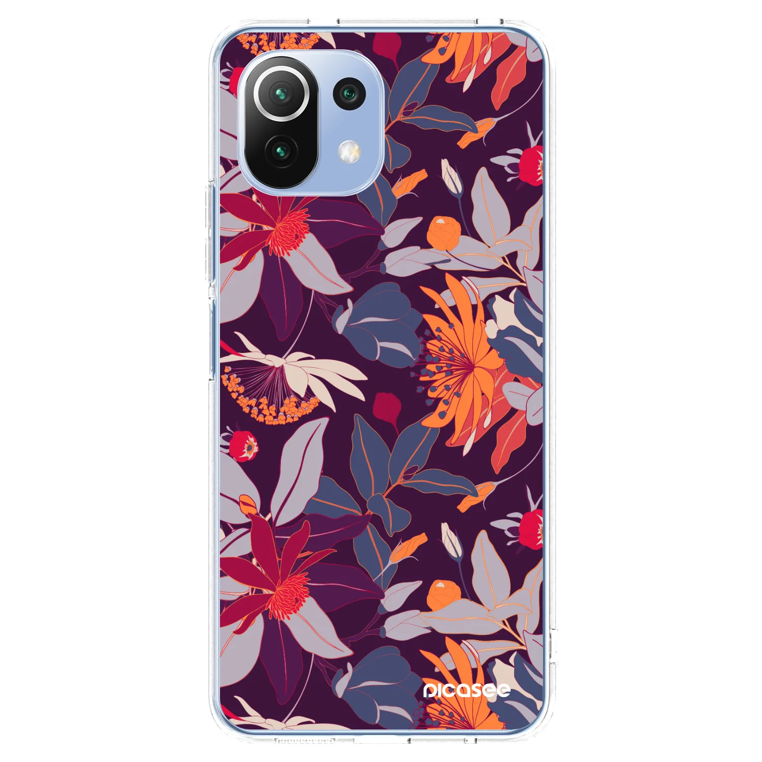 Picasee silikonowe przeźroczyste etui na Xiaomi Mi 11 Lite - Purple Leaf