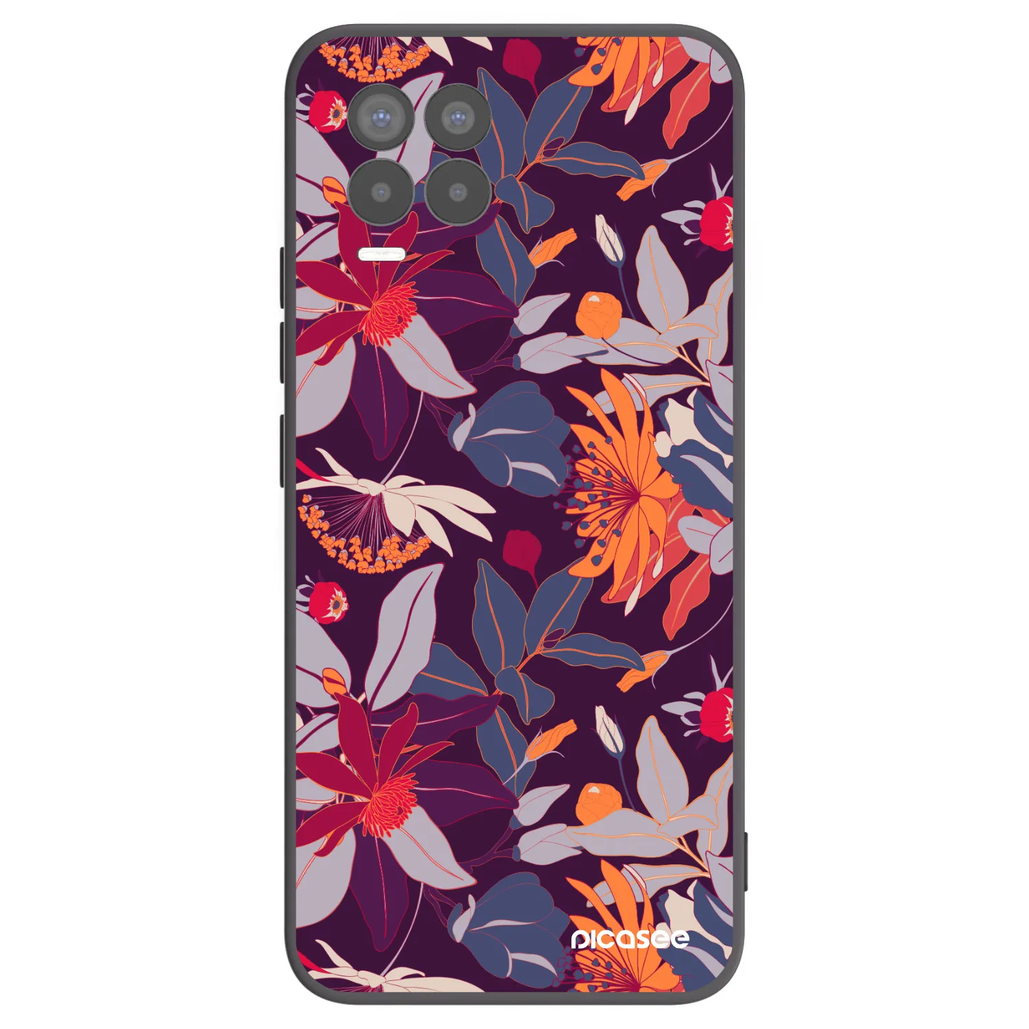 Picasee silikonowe czarne etui na Realme 8 Pro - Purple Leaf