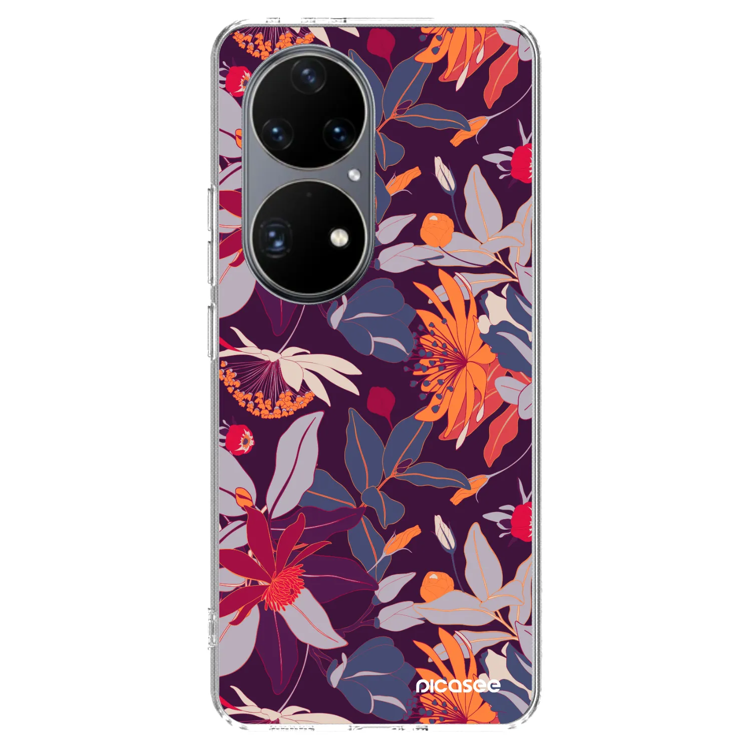 Picasee silikonowe przeźroczyste etui na Huawei P50 - Purple Leaf