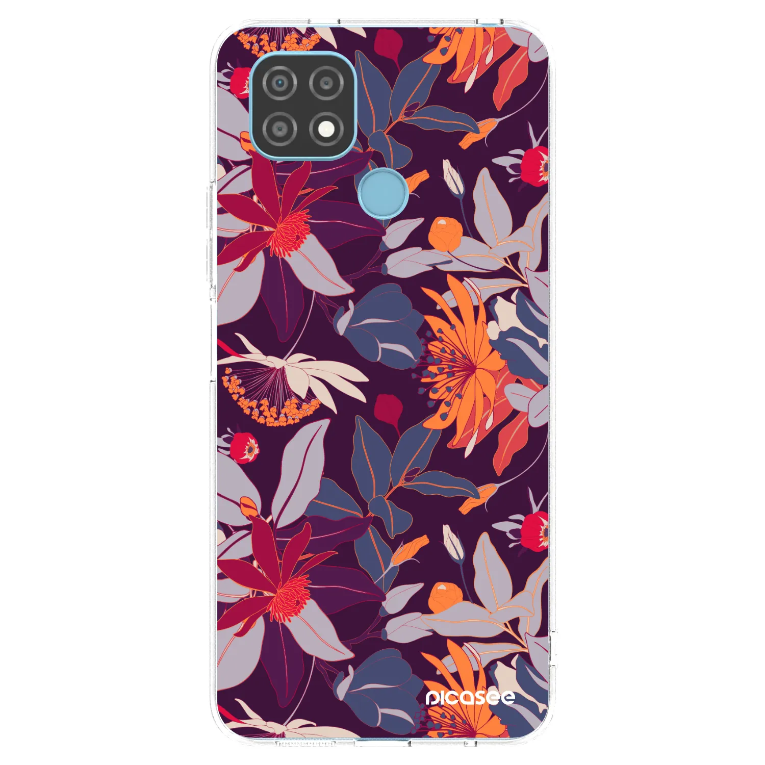 Picasee silikonowe przeźroczyste etui na Realme C21 - Purple Leaf