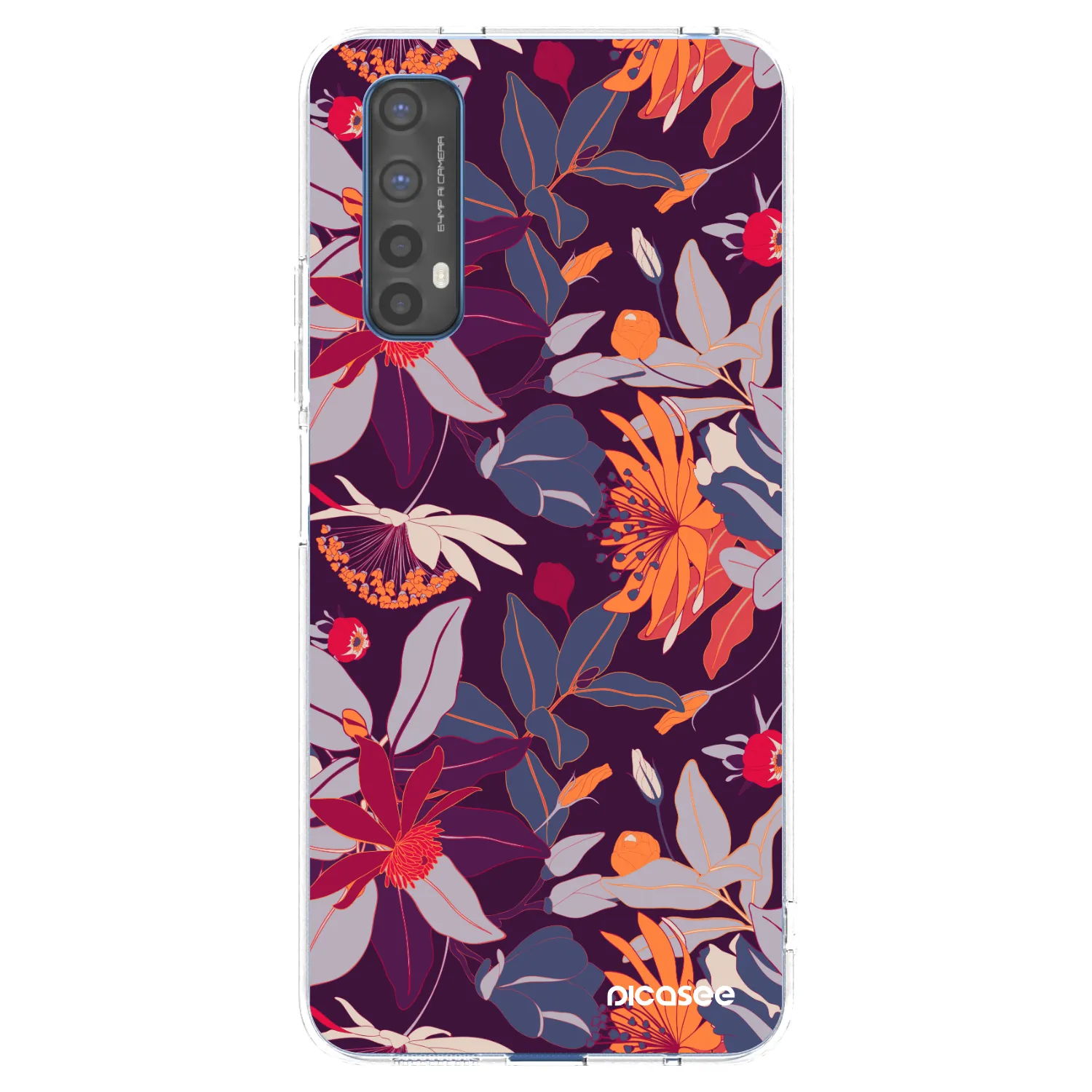 Picasee silikonowe przeźroczyste etui na Realme 7 - Purple Leaf