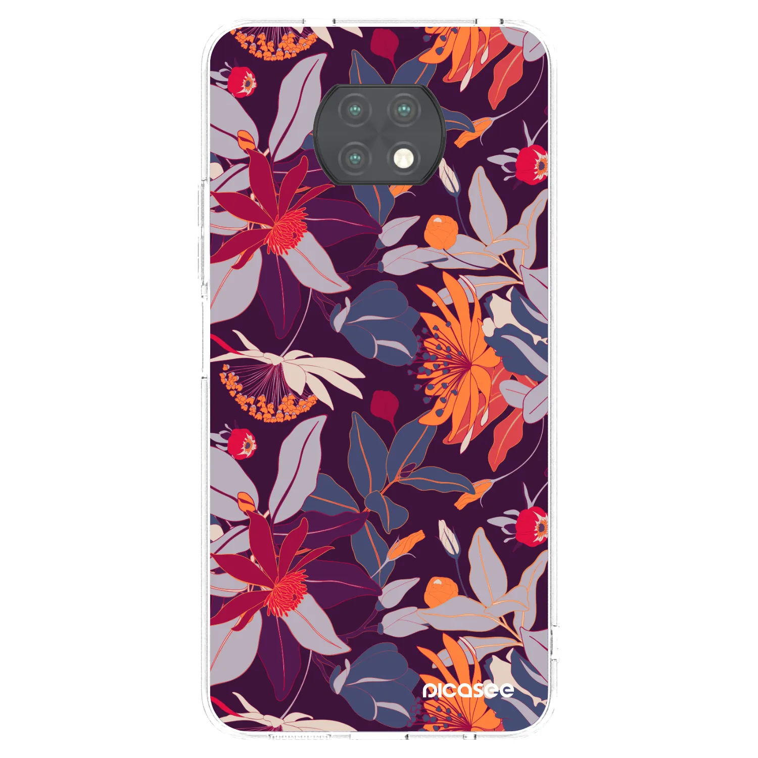 Picasee silikonowe przeźroczyste etui na Xiaomi Redmi Note 9T - Purple Leaf