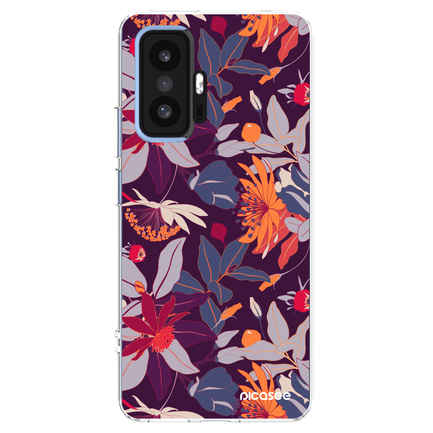 Picasee silikonowe przeźroczyste etui na Xiaomi 11T - Purple Leaf