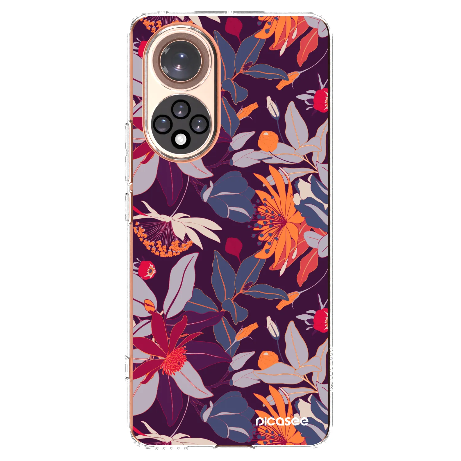 Picasee silikonowe przeźroczyste etui na Huawei Nova 9 - Purple Leaf