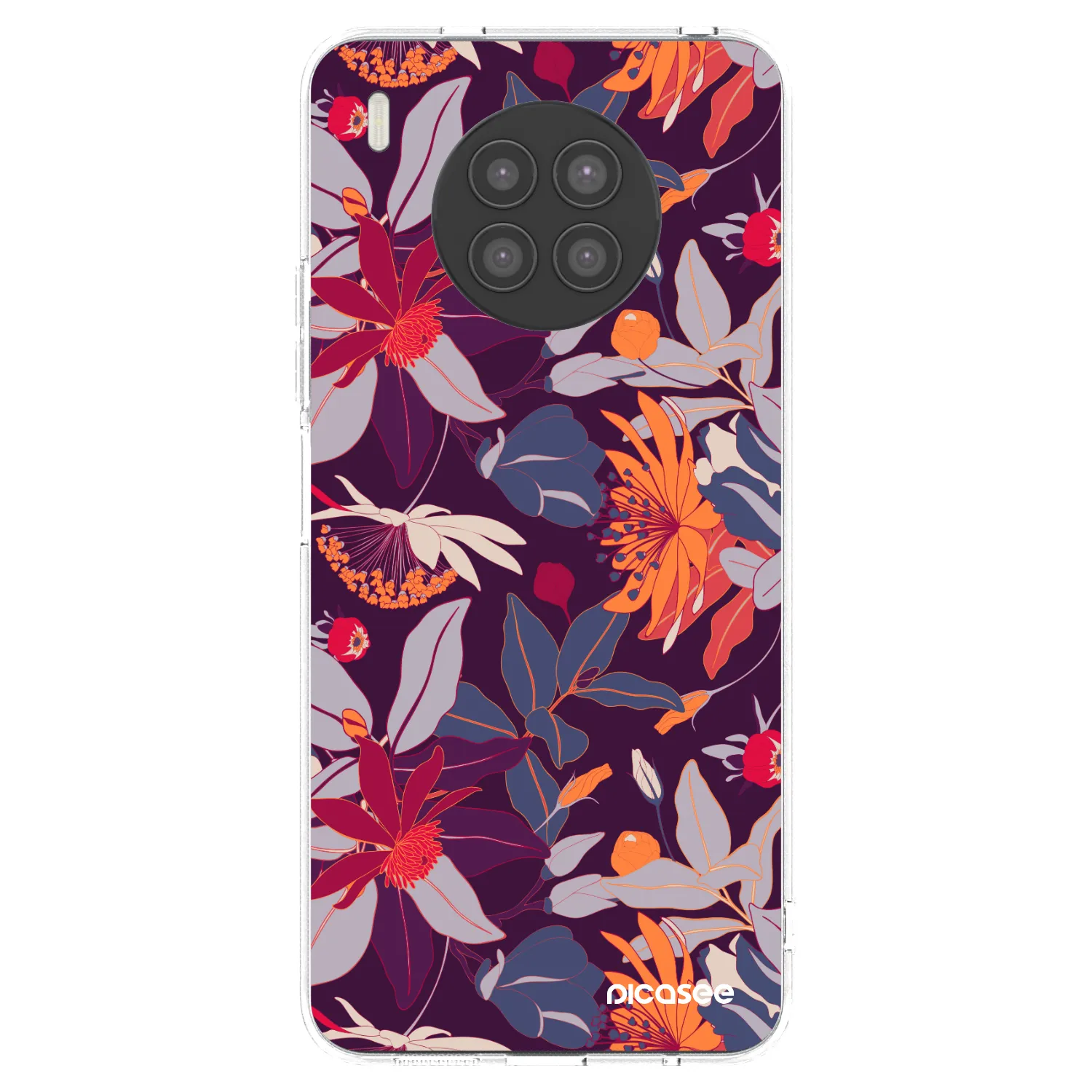Picasee silikonowe przeźroczyste etui na Huawei Nova 8i - Purple Leaf