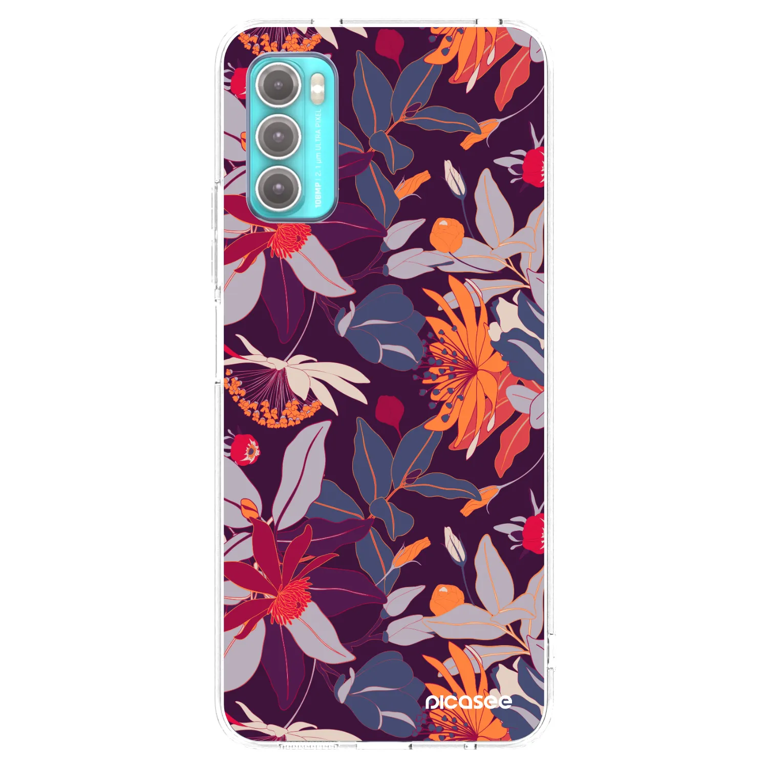 Picasee silikonowe przeźroczyste etui na Motorola Moto G60 - Purple Leaf