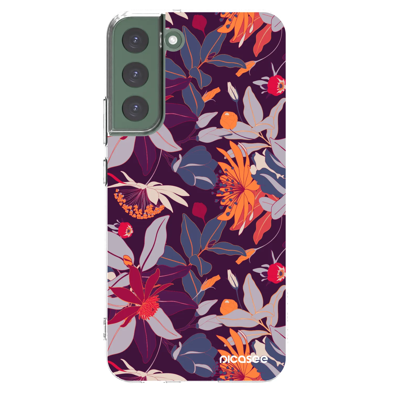 Picasee silikonowe przeźroczyste etui na Samsung Galaxy S22+ 5G - Purple Leaf