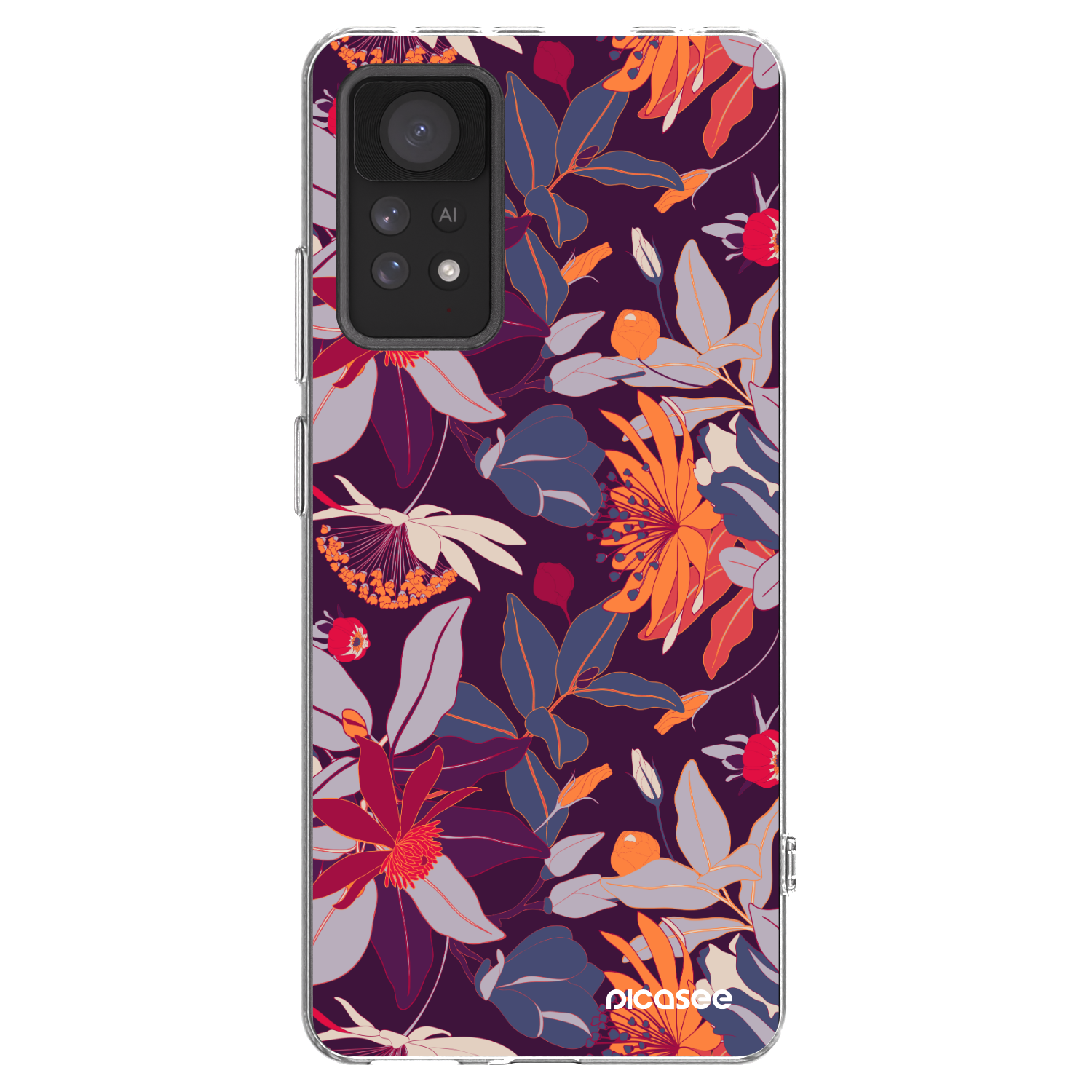 Picasee silikonowe przeźroczyste etui na Xiaomi Redmi Note 11 Pro 5G - Purple Leaf