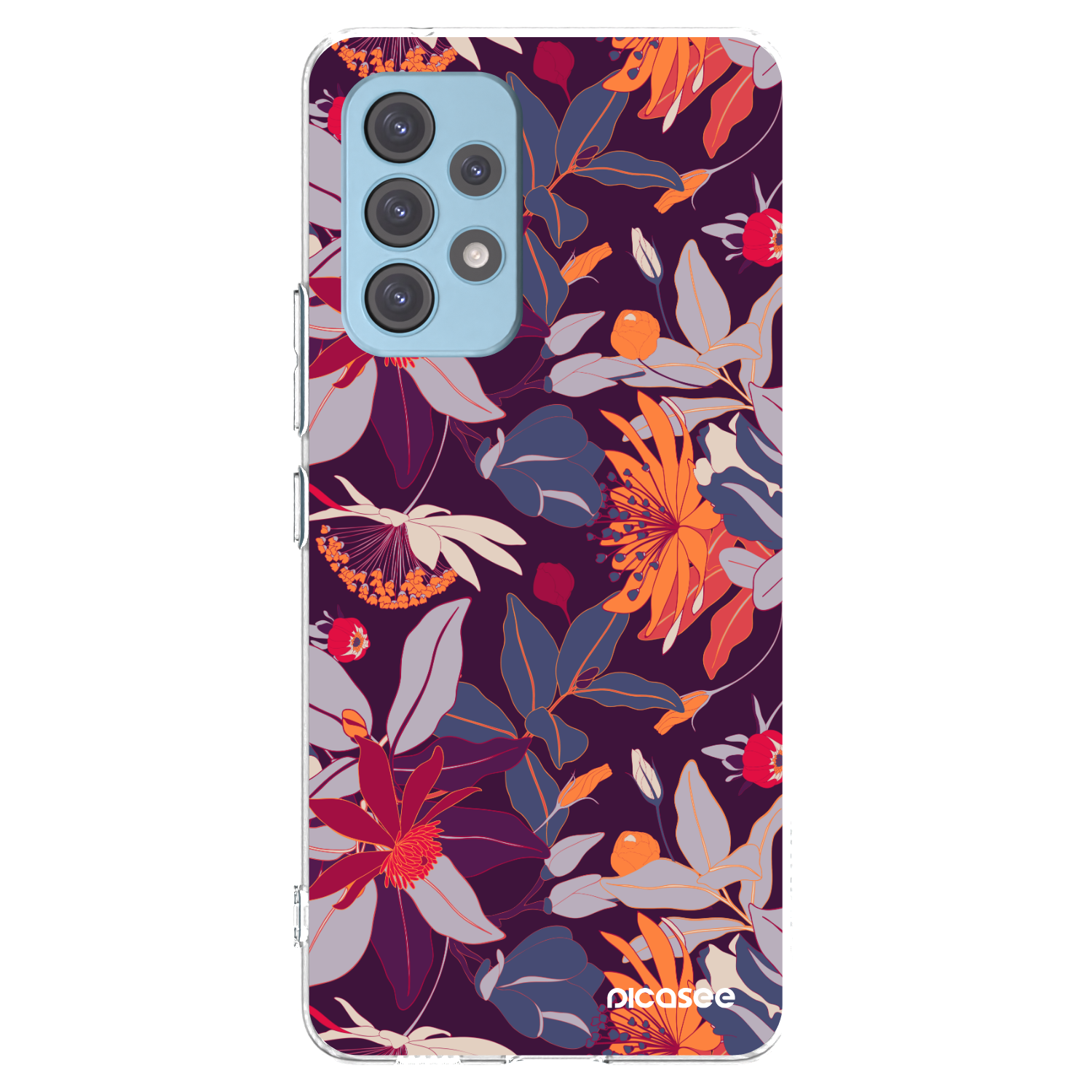 Picasee silikonowe przeźroczyste etui na Samsung Galaxy A53 5G A536 - Purple Leaf