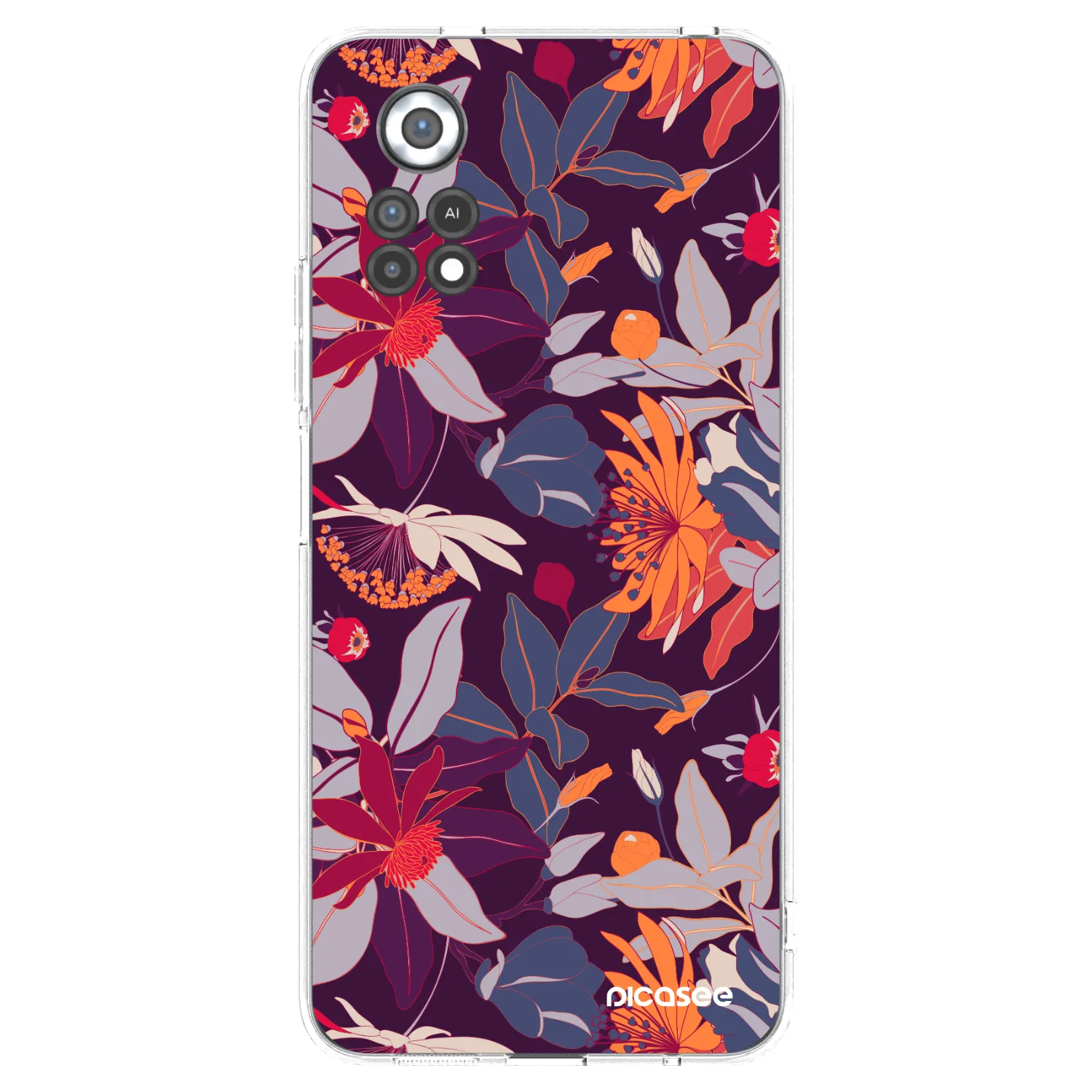 Picasee silikonowe przeźroczyste etui na Xiaomi Poco X4 Pro 5G - Purple Leaf