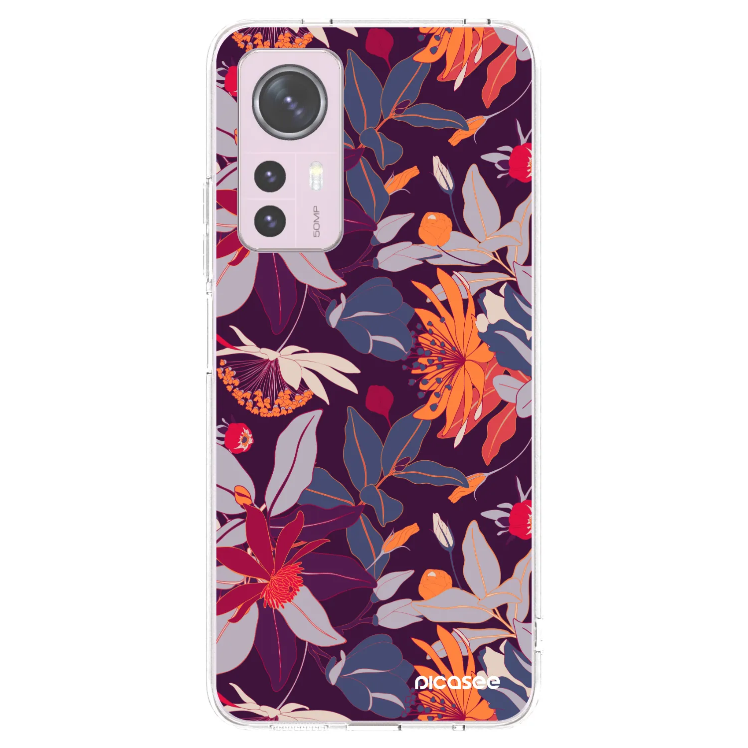 Picasee silikonowe przeźroczyste etui na Xiaomi 12 - Purple Leaf