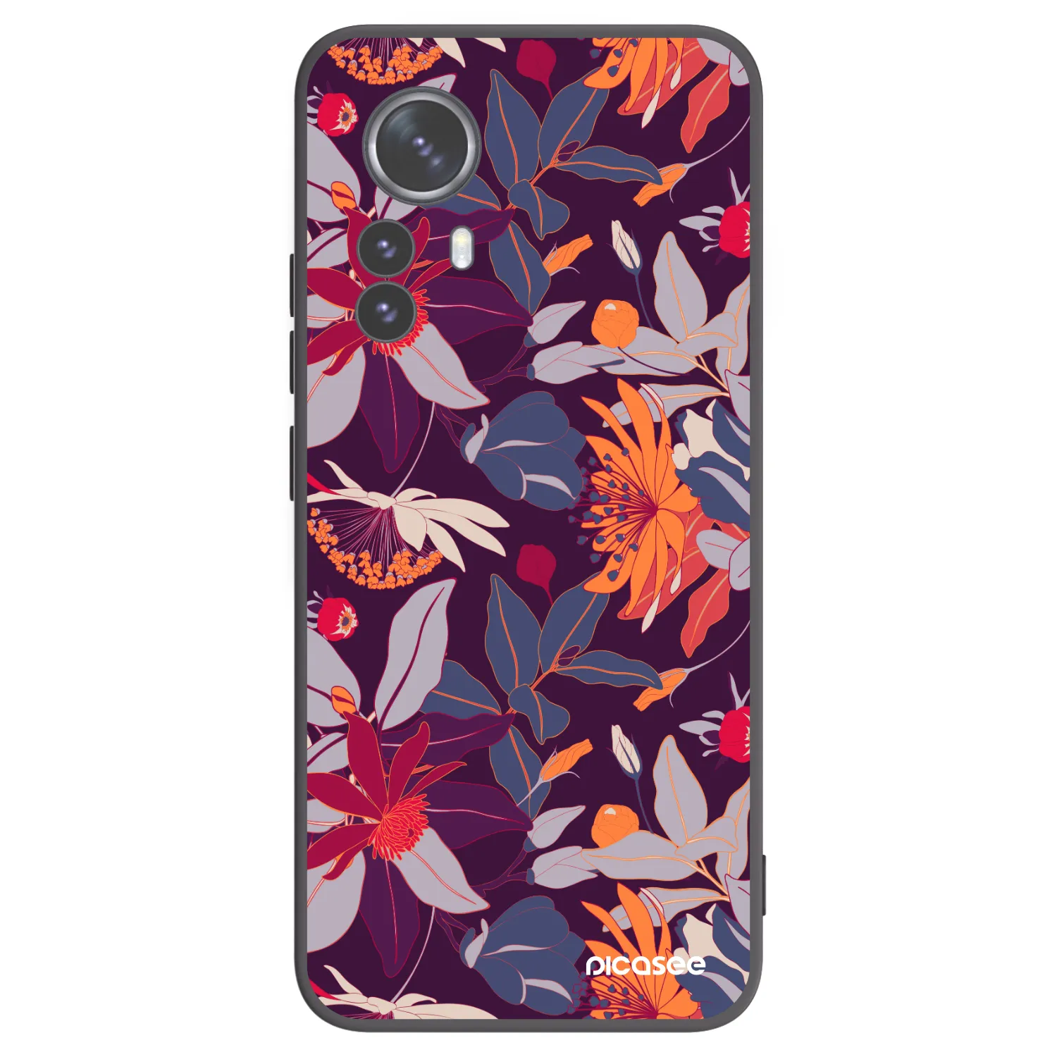 Picasee silikonowe czarne etui na Xiaomi 12 Pro - Purple Leaf