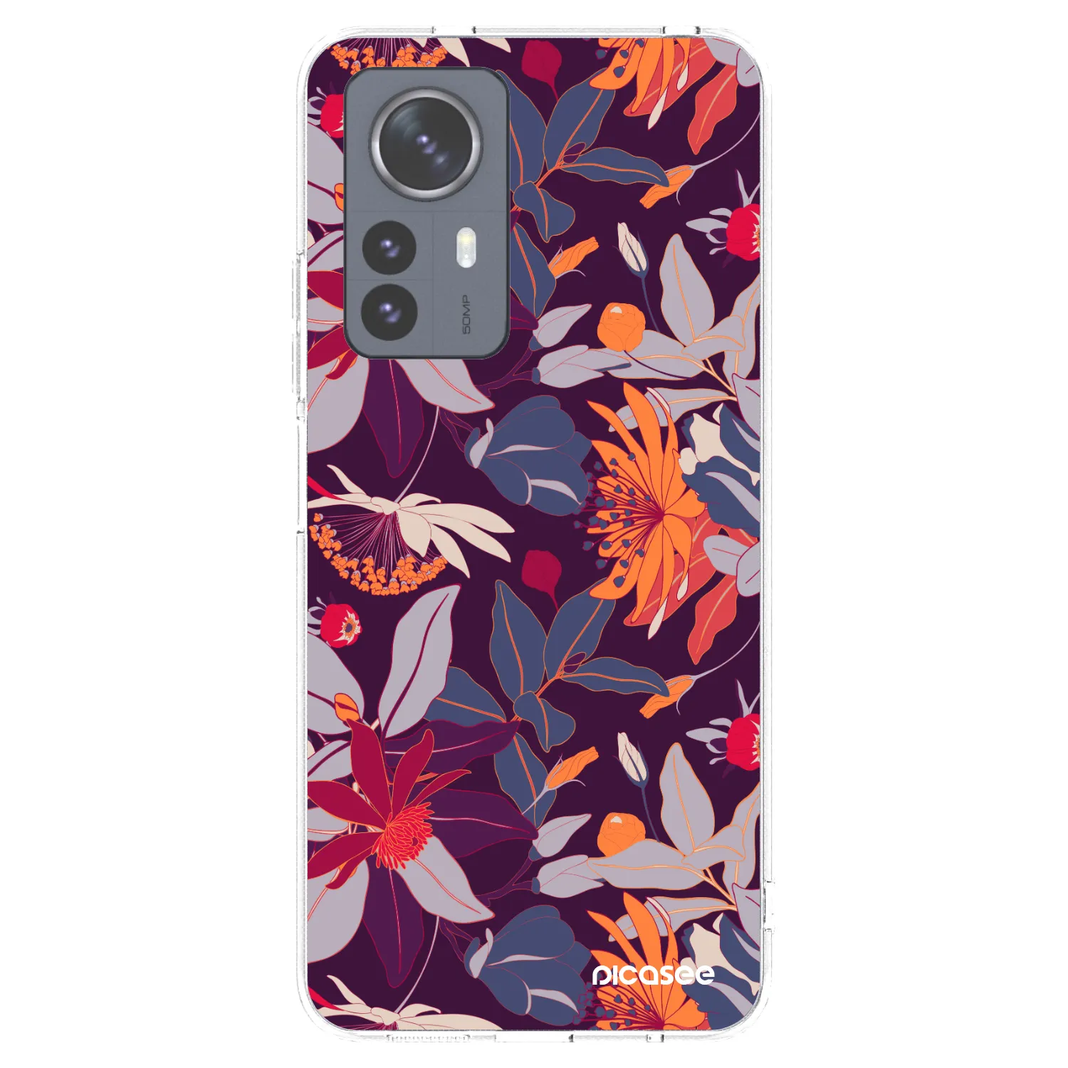Picasee silikonowe przeźroczyste etui na Xiaomi 12 Pro - Purple Leaf