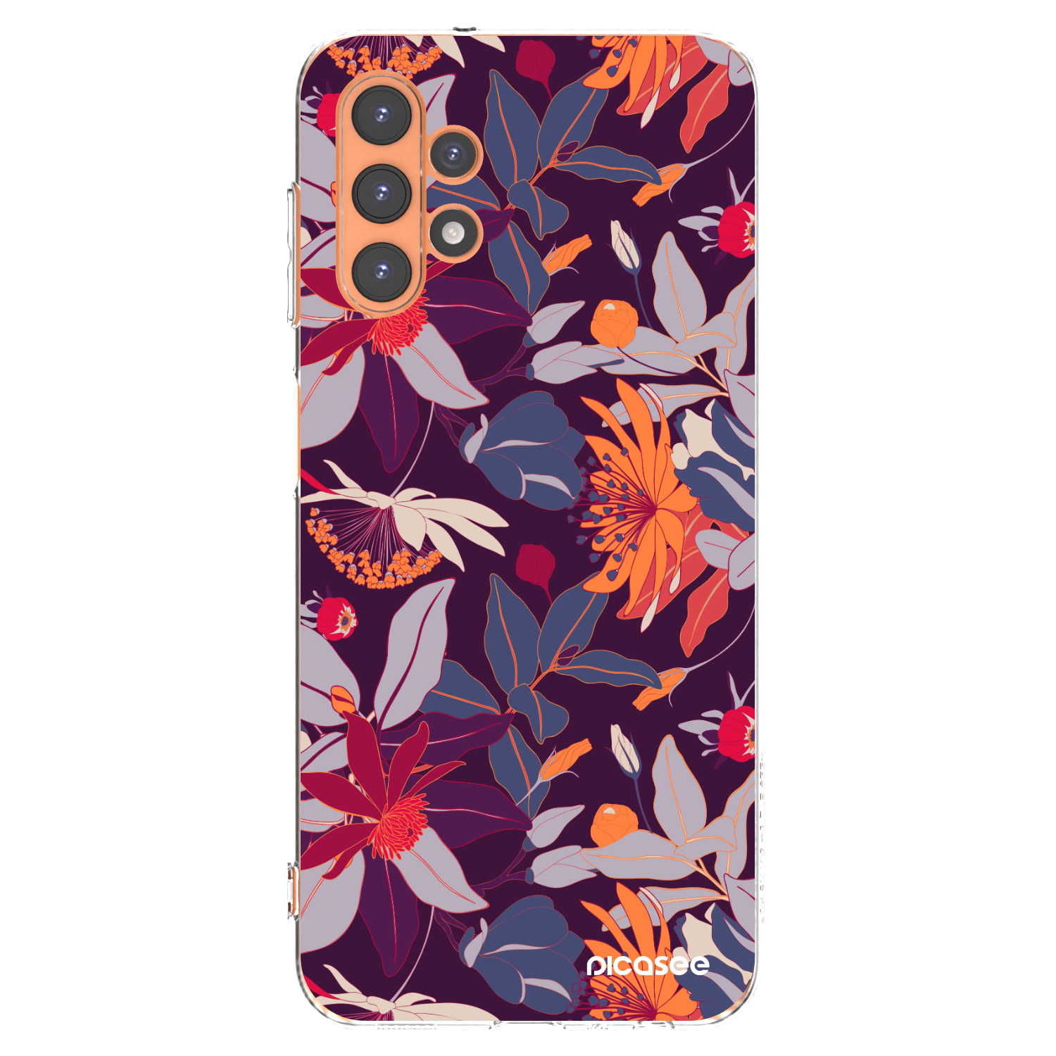 Picasee silikonowe przeźroczyste etui na Samsung Galaxy A13 4G A135 - Purple Leaf