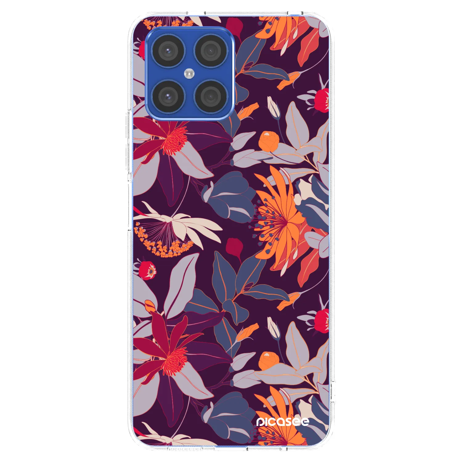 Picasee silikonowe przeźroczyste etui na Honor X8 4G - Purple Leaf