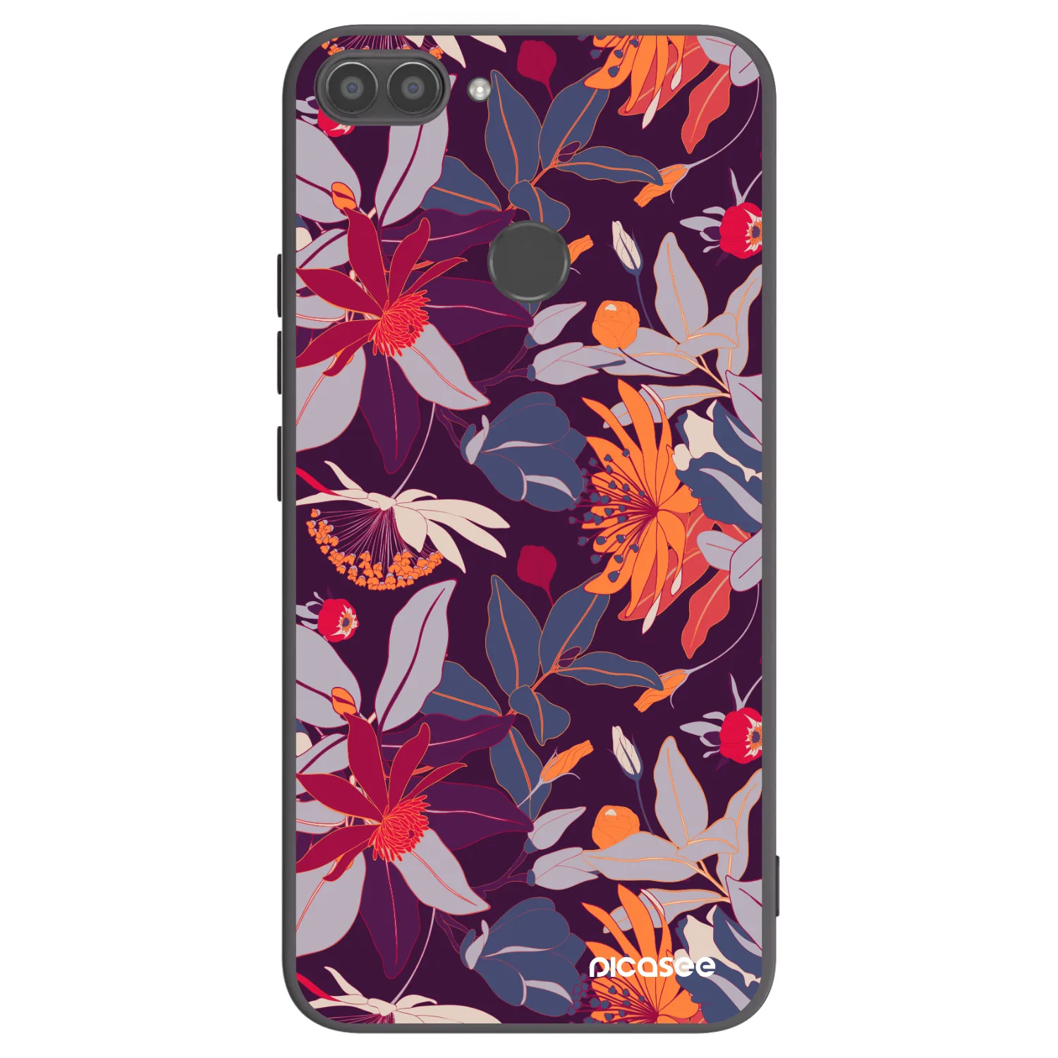 Picasee silikonowe czarne etui na Huawei P Smart - Purple Leaf
