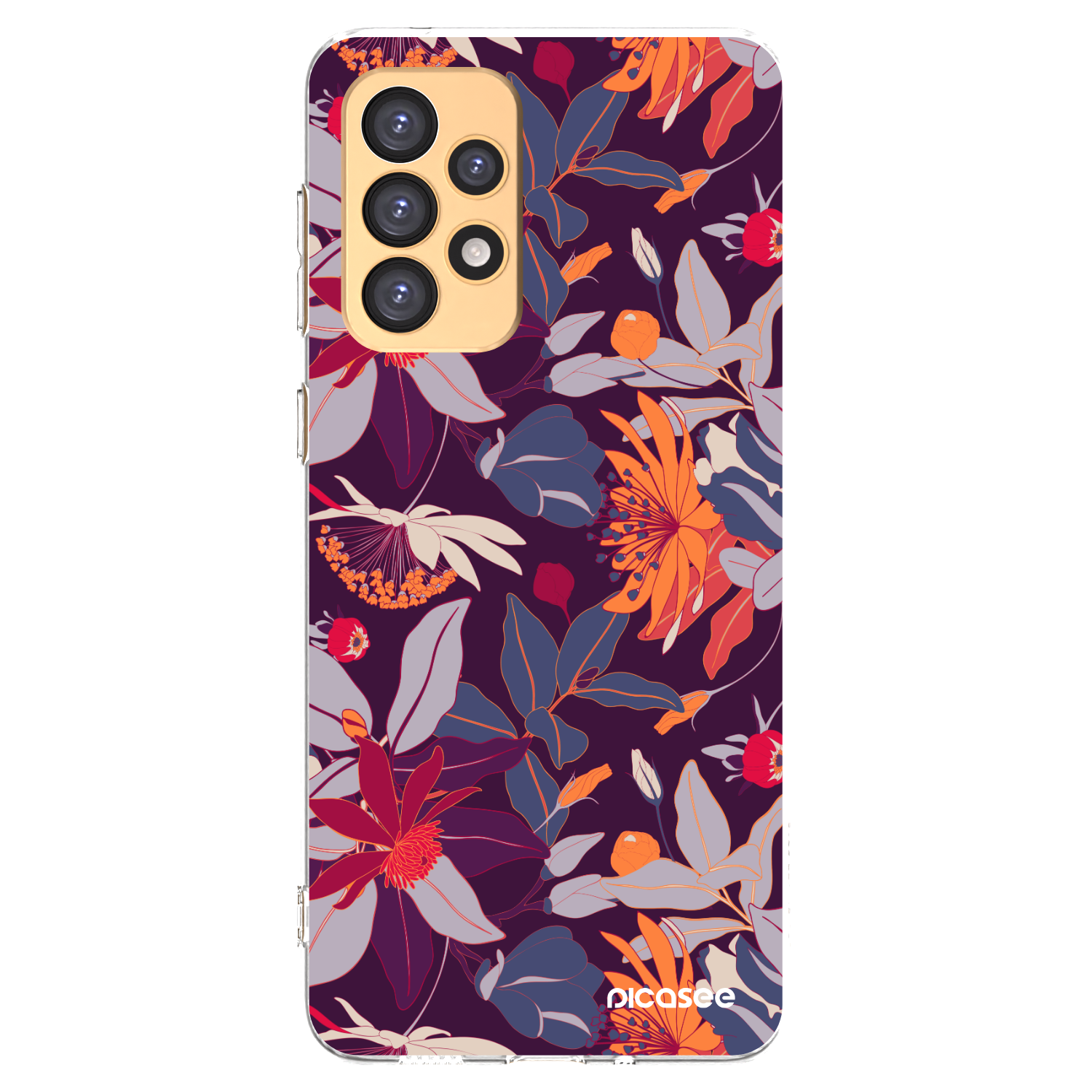 Picasee silikonowe przeźroczyste etui na Samsung Galaxy A33 5G A336 - Purple Leaf