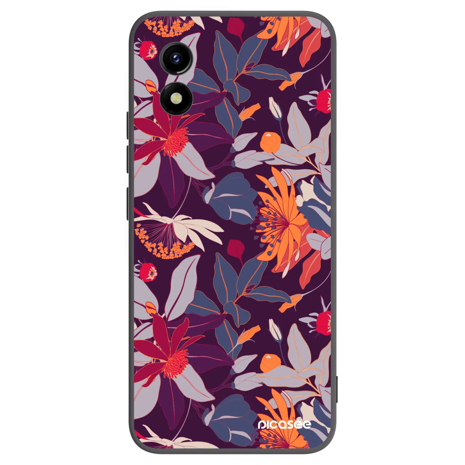 Picasee silikonowe czarne etui na Vivo Y01 - Purple Leaf